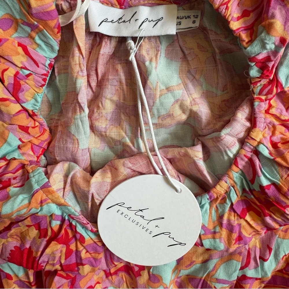 Petal & Pup Leyden Dress Size 8 NWT! Floral off the shoulder flowy mini dress - Picture 14 of 16